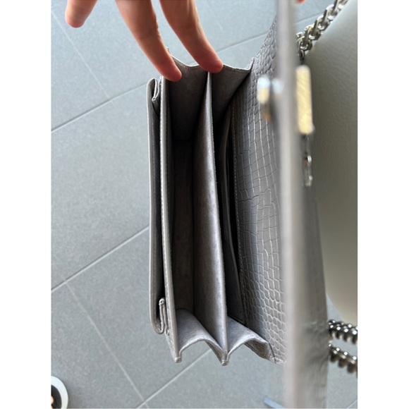 Saint Laurent YSL Grey Croc Medium Leather Sunset Bag - Picture 6 of 9